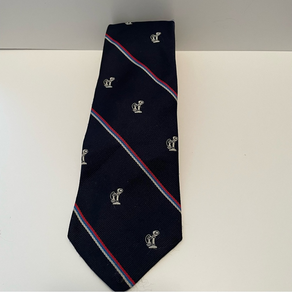 Vtg Hampton Hall Ltd New York Tie Navy Stripe Antique Telephone